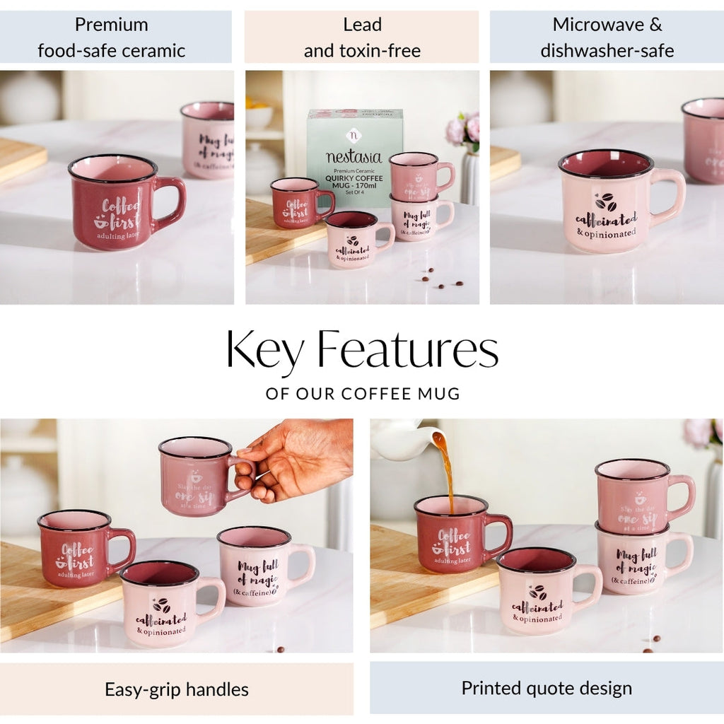 PourFect Mugs Set Of 4 Pink 170ml