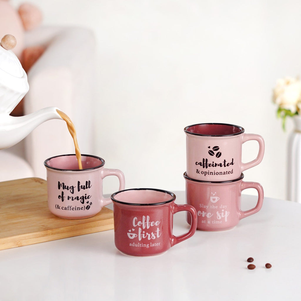 PourFect Mugs Set Of 4 Pink 170ml