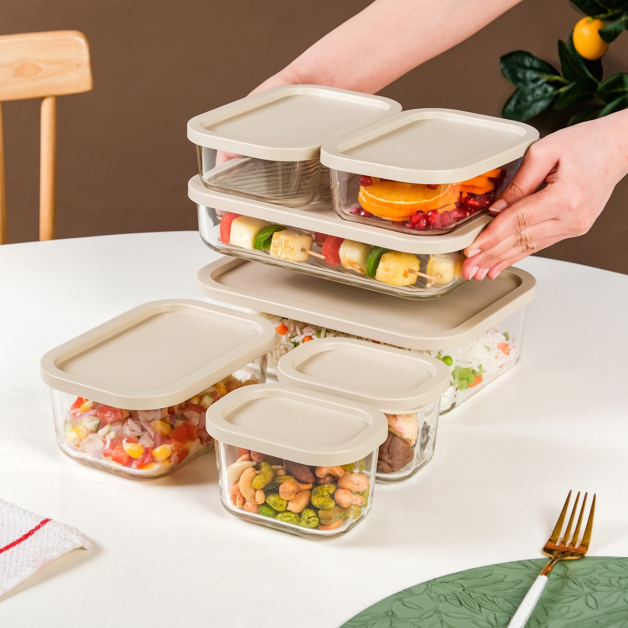 Groovo Premium Airtight Glass Containers Set Of 7