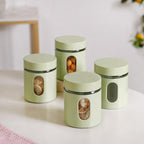 Premium Metal Coated Snacks Window Glass Jar Set Of 4 750ml