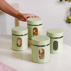 Premium Metal Coated Snacks Window Glass Jar Set Of 4 750ml