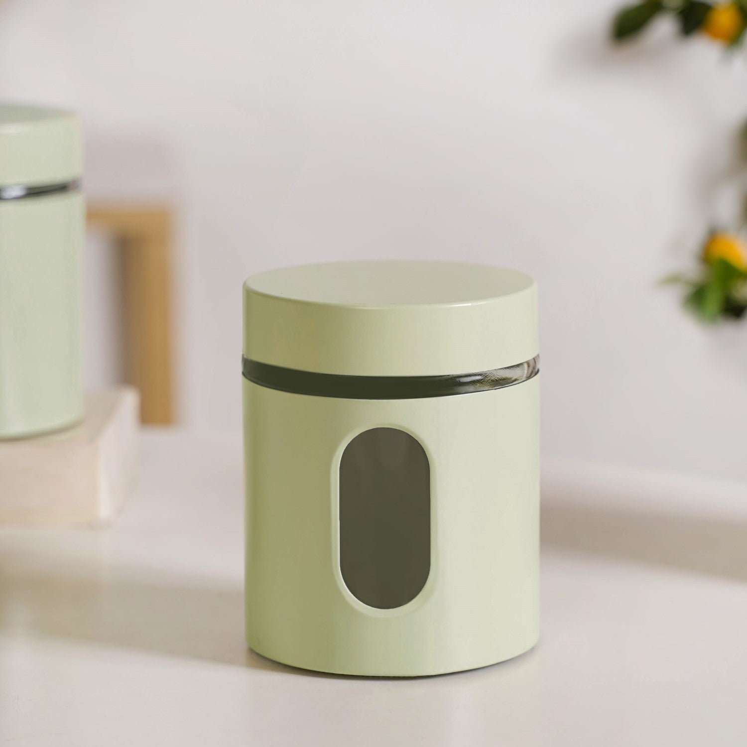 Premium Metal Coated Snacks Window Glass Jar Set Of 4 750ml