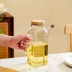 Premium Borosilicate Glass Oil Pot with Bamboo Lid 1000ml