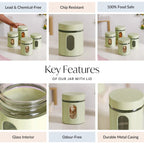 Premium Metal Coated Snacks Window Glass Jar Set Of 4 750ml