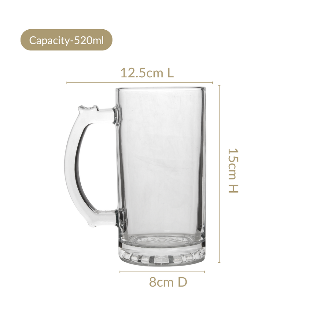 Premium Tall Glass Beer Mugs Set Of 6 520ml