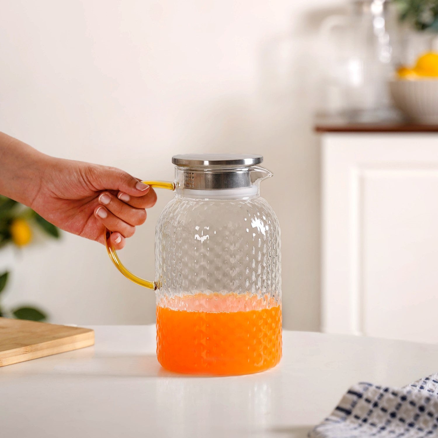 Premium Textured Borosilicate Glass Jar 1250ml