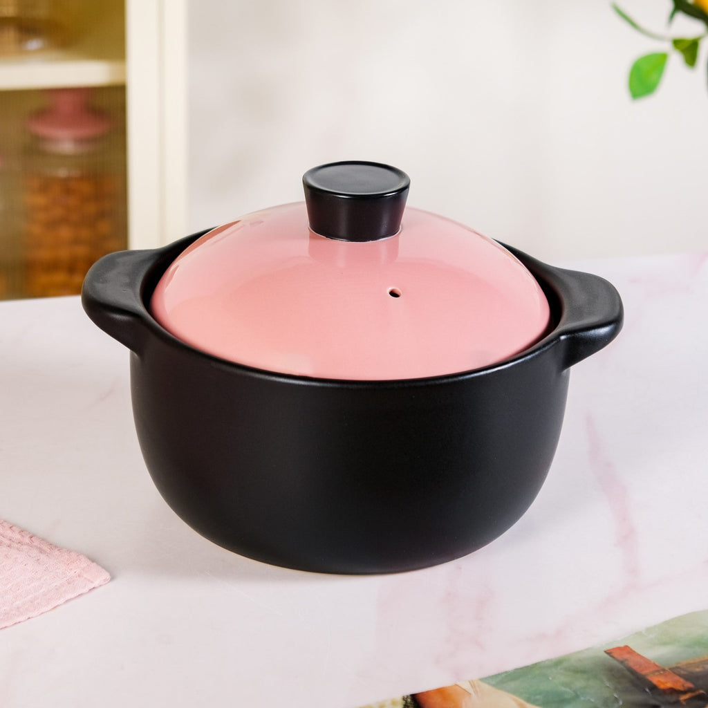 Flamora Ceramic Cooking Pot Pink 3600ml