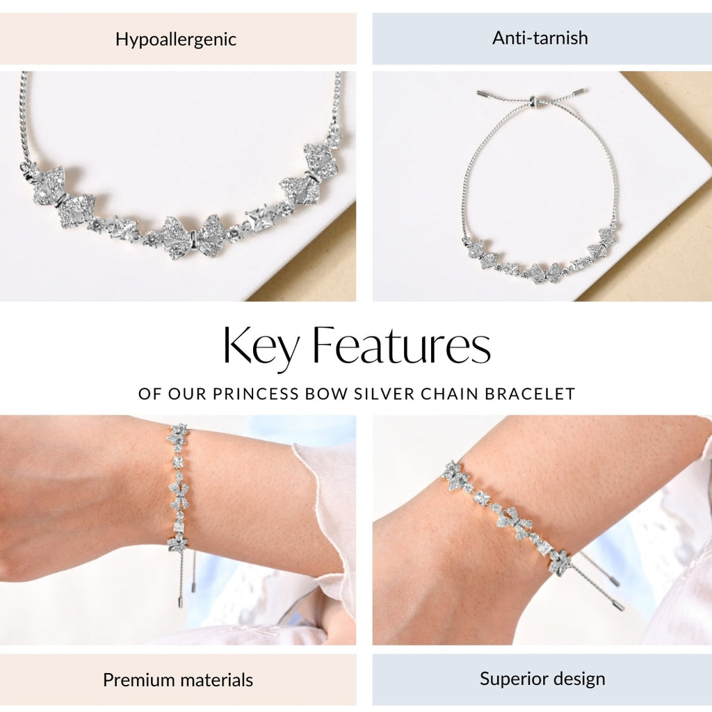 Princess Bow Silver Chain Bracelet