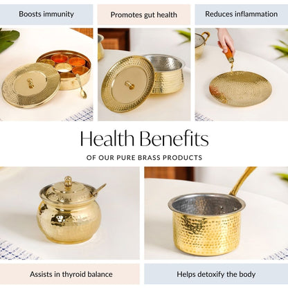 Pure Brass Embossed Handi Cooking Pot With Lid 2300ml