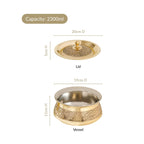 Pure Brass Embossed Handi Cooking Pot With Lid 2300ml