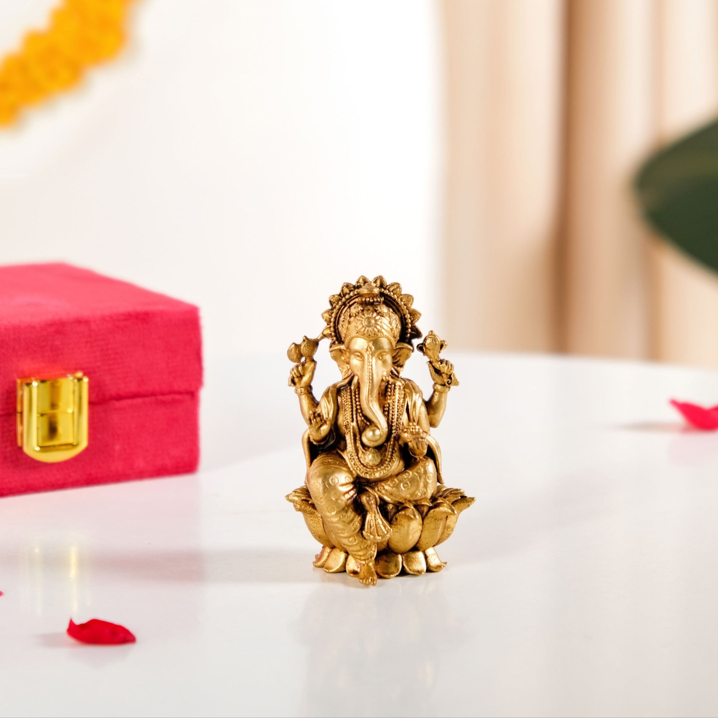 Pure Brass Ganesh Idol 8cm