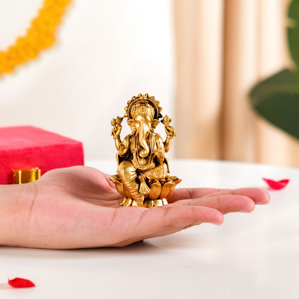 Pure Brass Ganesh Idol 8cm