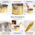 Pure Brass Hammered Saucepan 1200ml