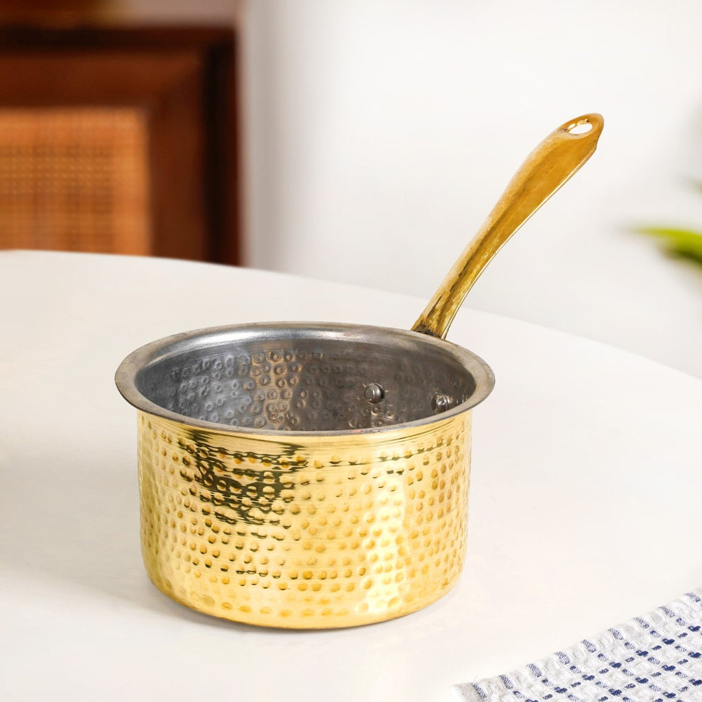 Pure Brass Hammered Saucepan 1200ml