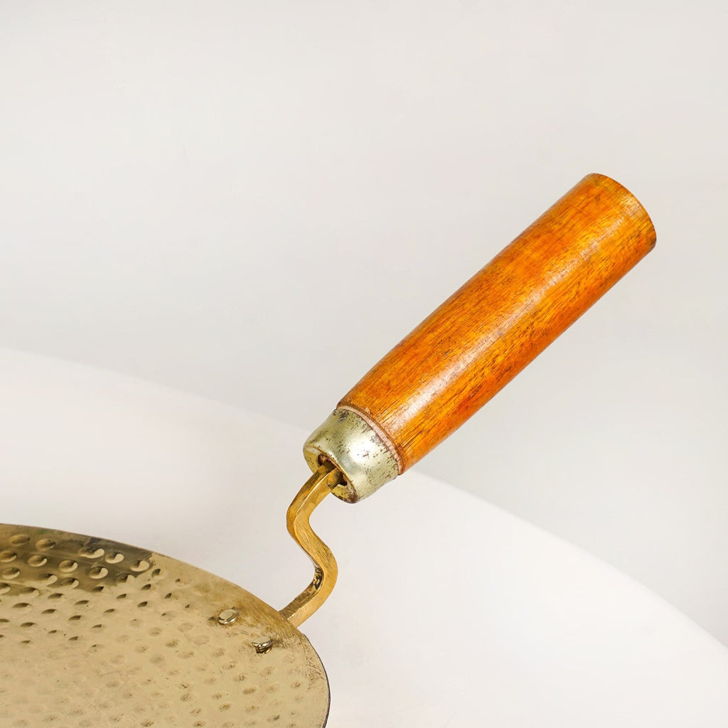 Pure Brass Tawa With Wooden Handle