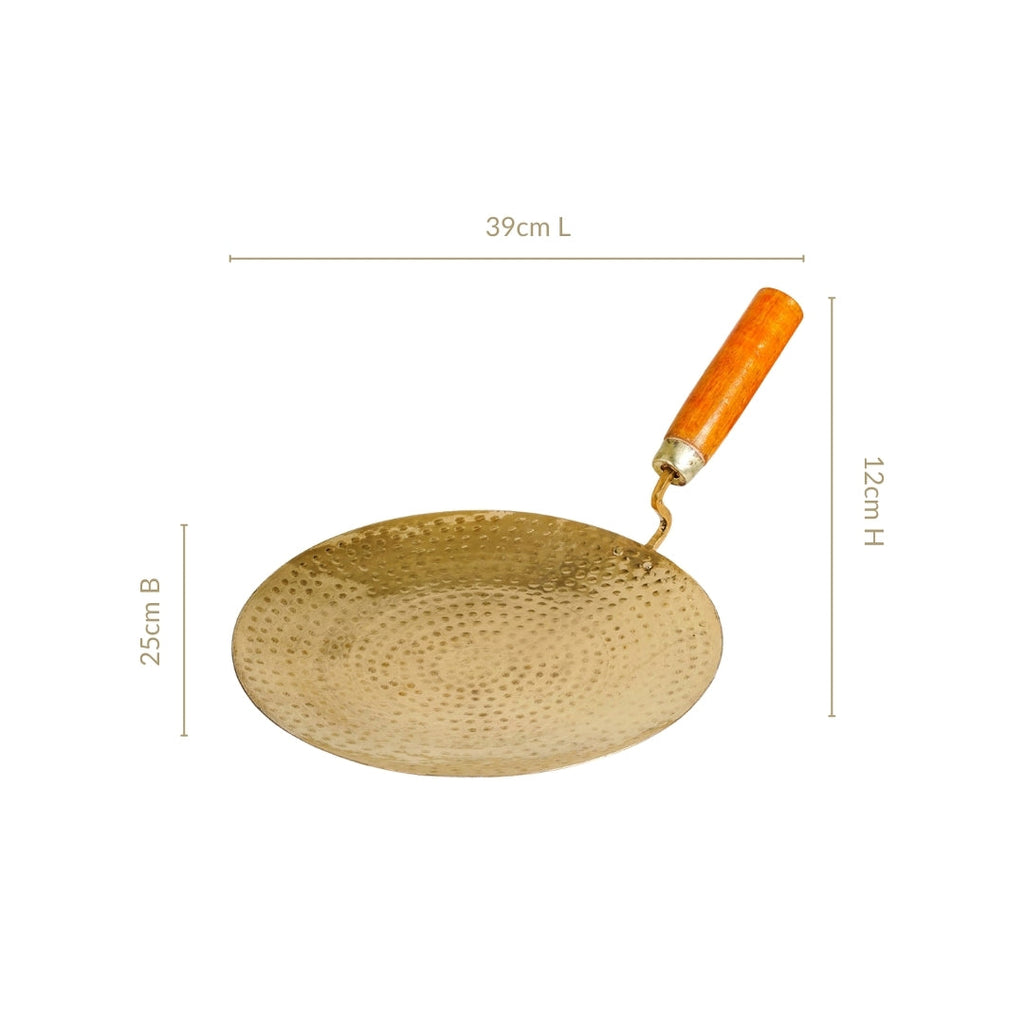 Pure Brass Tawa With Wooden Handle
