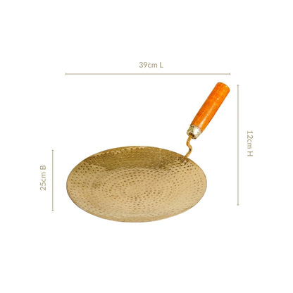 Pure Brass Tawa With Wooden Handle