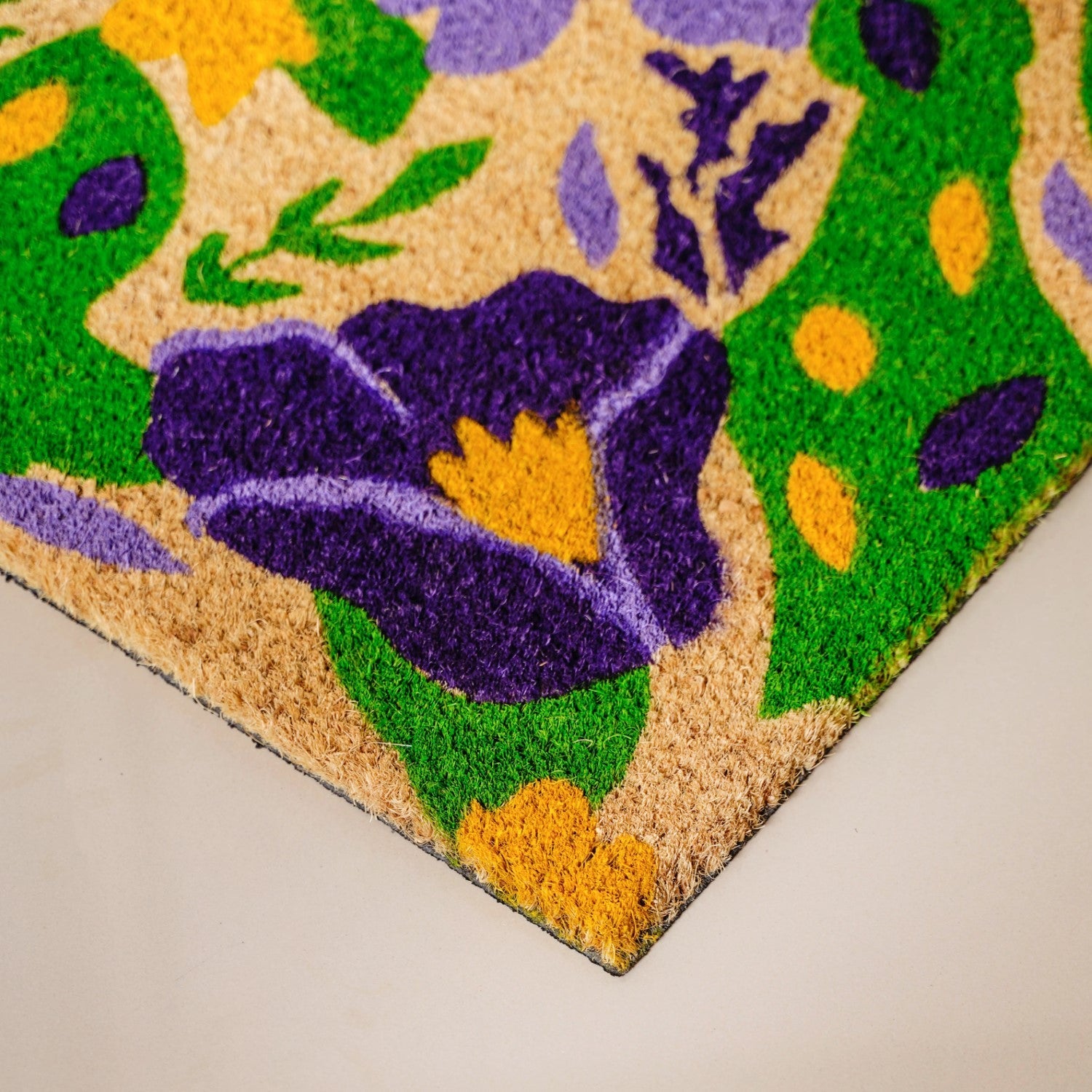 Purple Flower Field Coir Floor Mat 36x24 Inch
