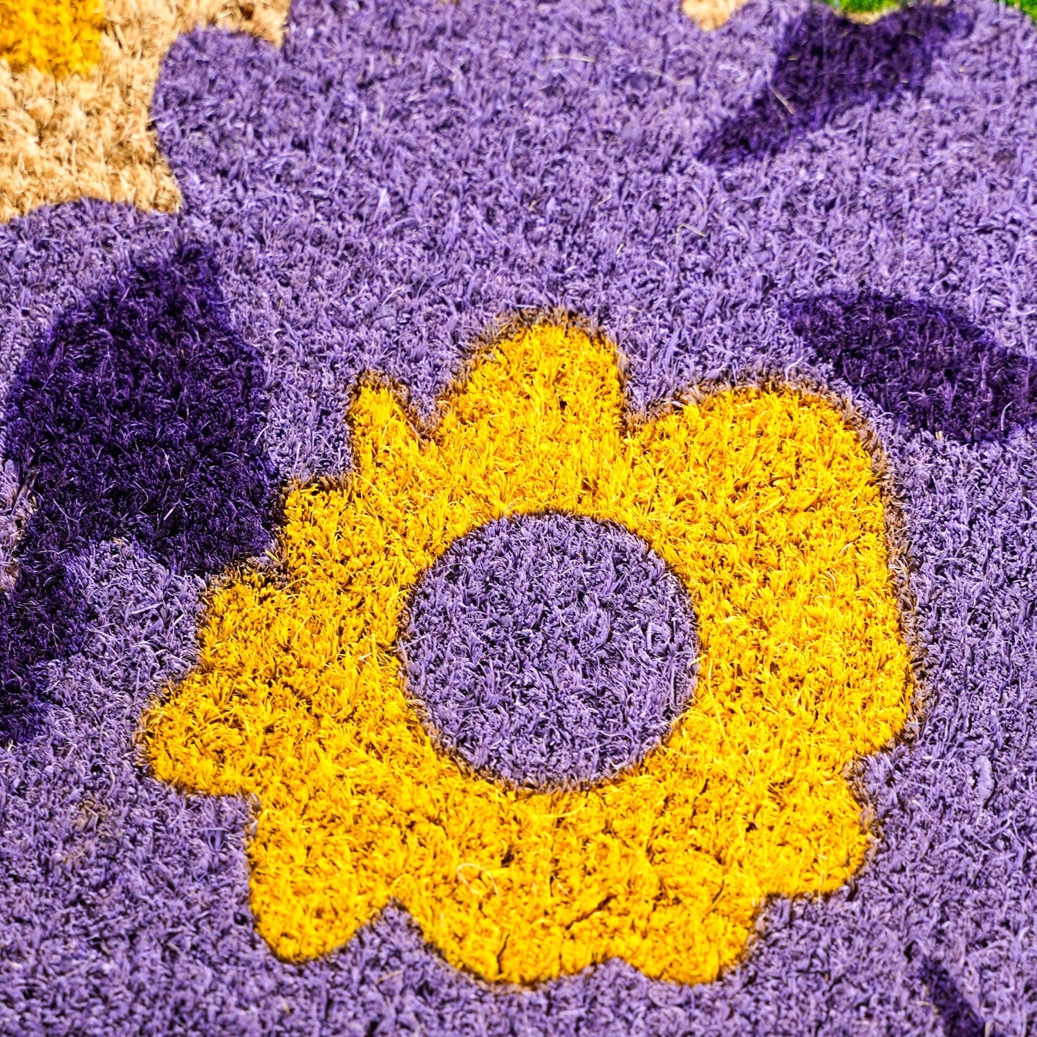 Purple Flower Field Coir Floor Mat 36x24 Inch