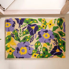 Purple Flower Field Coir Floor Mat 36x24 Inch