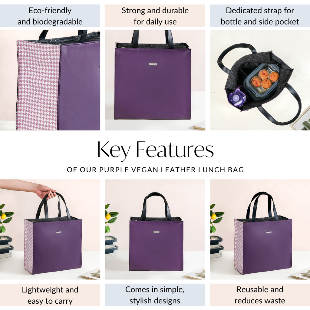 Purple Vegan Leather Lunch Bag