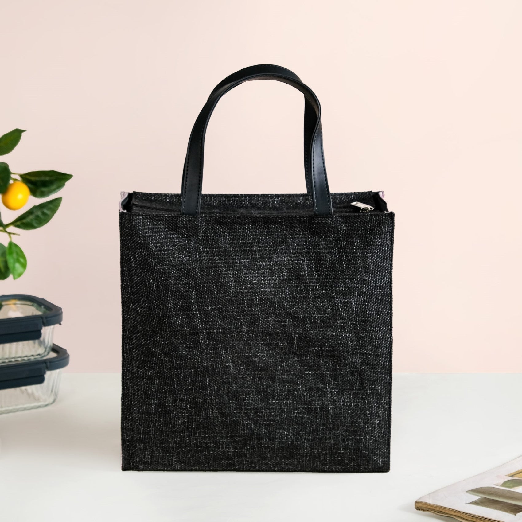 Purple Vegan Leather Lunch Bag