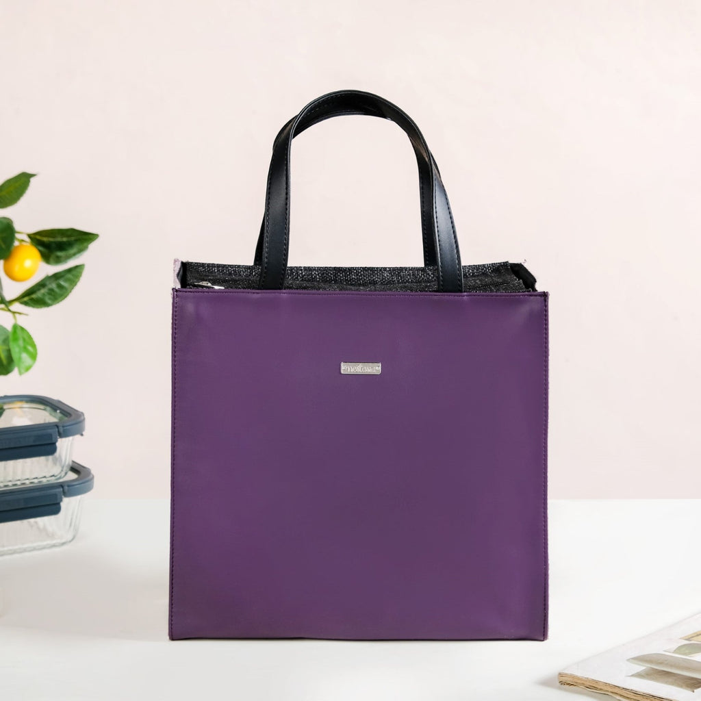 Purple Vegan Leather Lunch Bag