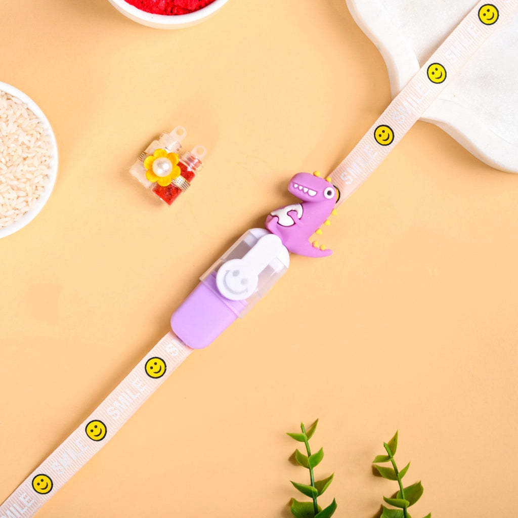 Purple Dino Rakhi Gift Set