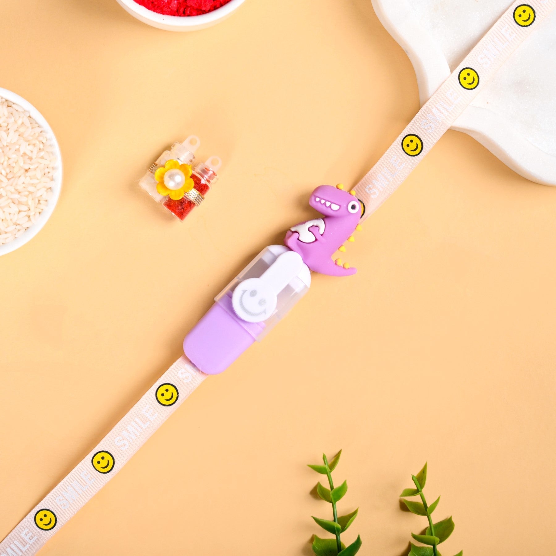 Purple Dino Rakhi Gift Set