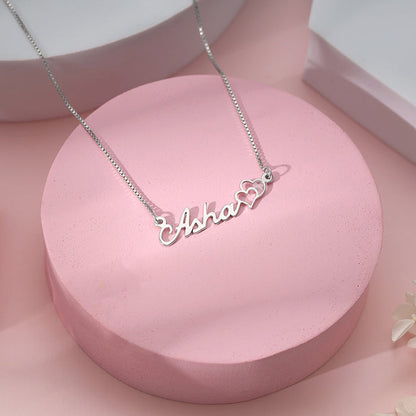 Silver Personalised Dual Heart Necklace