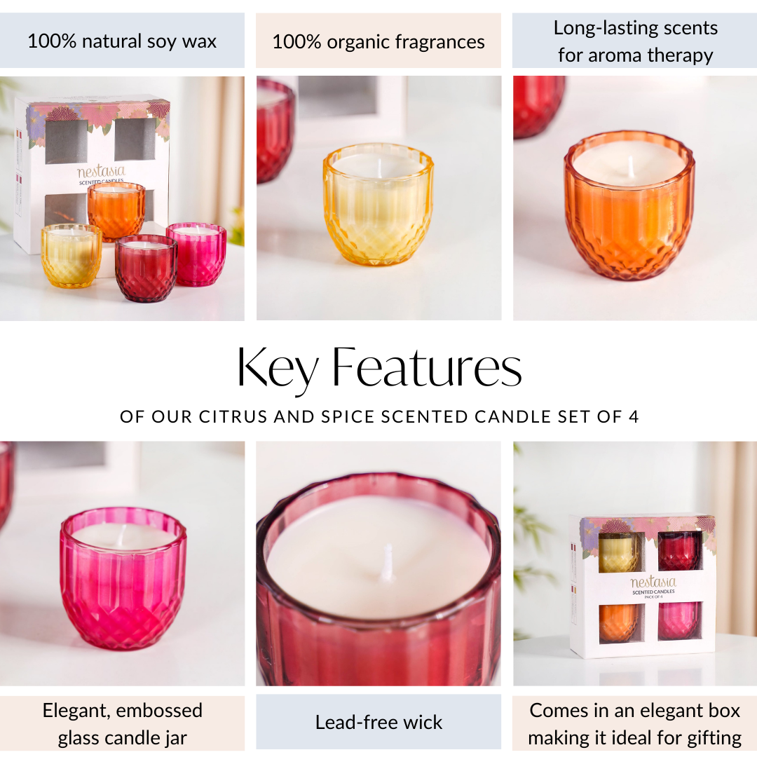 Citrus And Spice Scented Candle Set Of 4