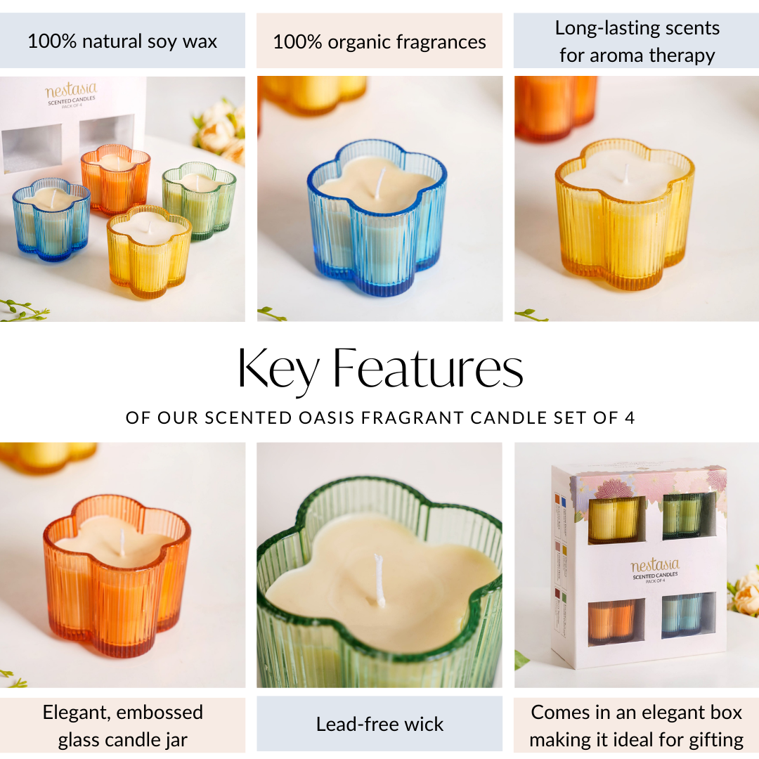 Scented Oasis Fragrant Lucky Leaf Candle Set Of 4
