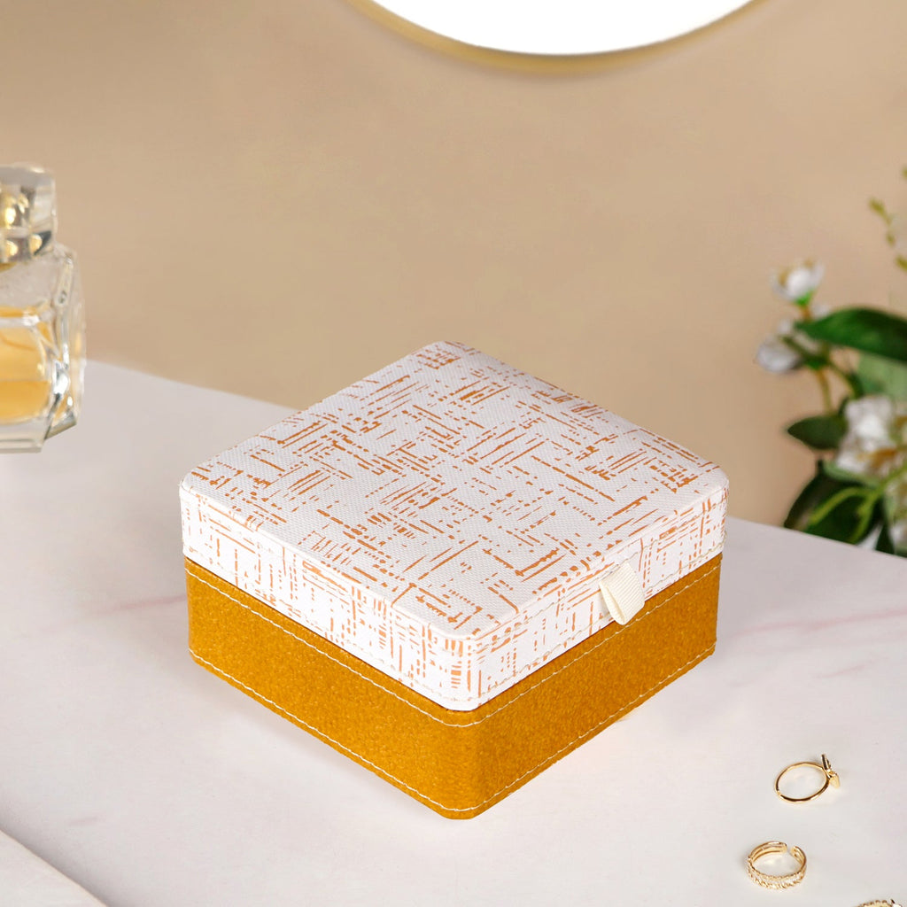 Quadrata Pattern Multi Section Jewellery Box With Mirror