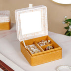 Quadrata Pattern Multi Section Jewellery Box With Mirror