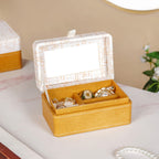 Quadrata Pattern Portable Jewellery Box With Mirror