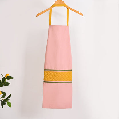 Quilted Pink Apron With Mitten And Pot Holder