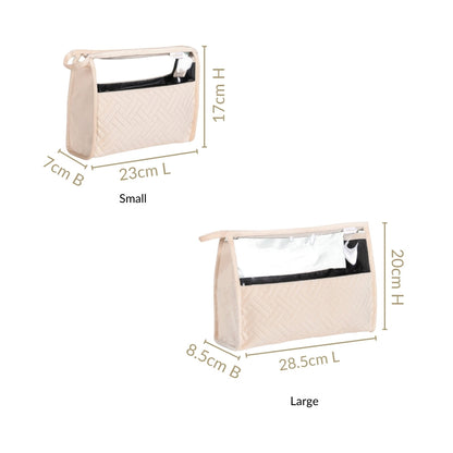 Quilted Cream White Nesting Travel Pouch Set Of 2