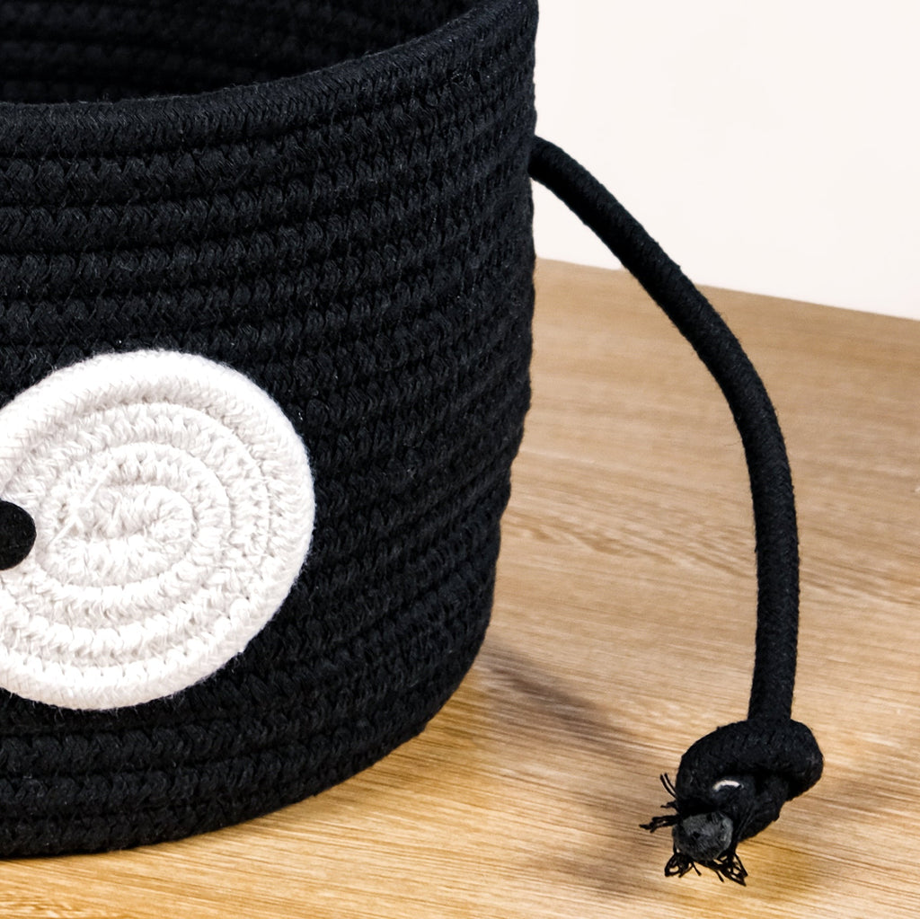 Googly Eyes Black Storage Basket With Lid 17cm
