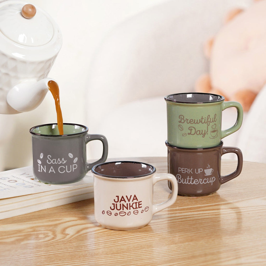 Quirky Quotes Coffee Mugs Set Of 4 170ml