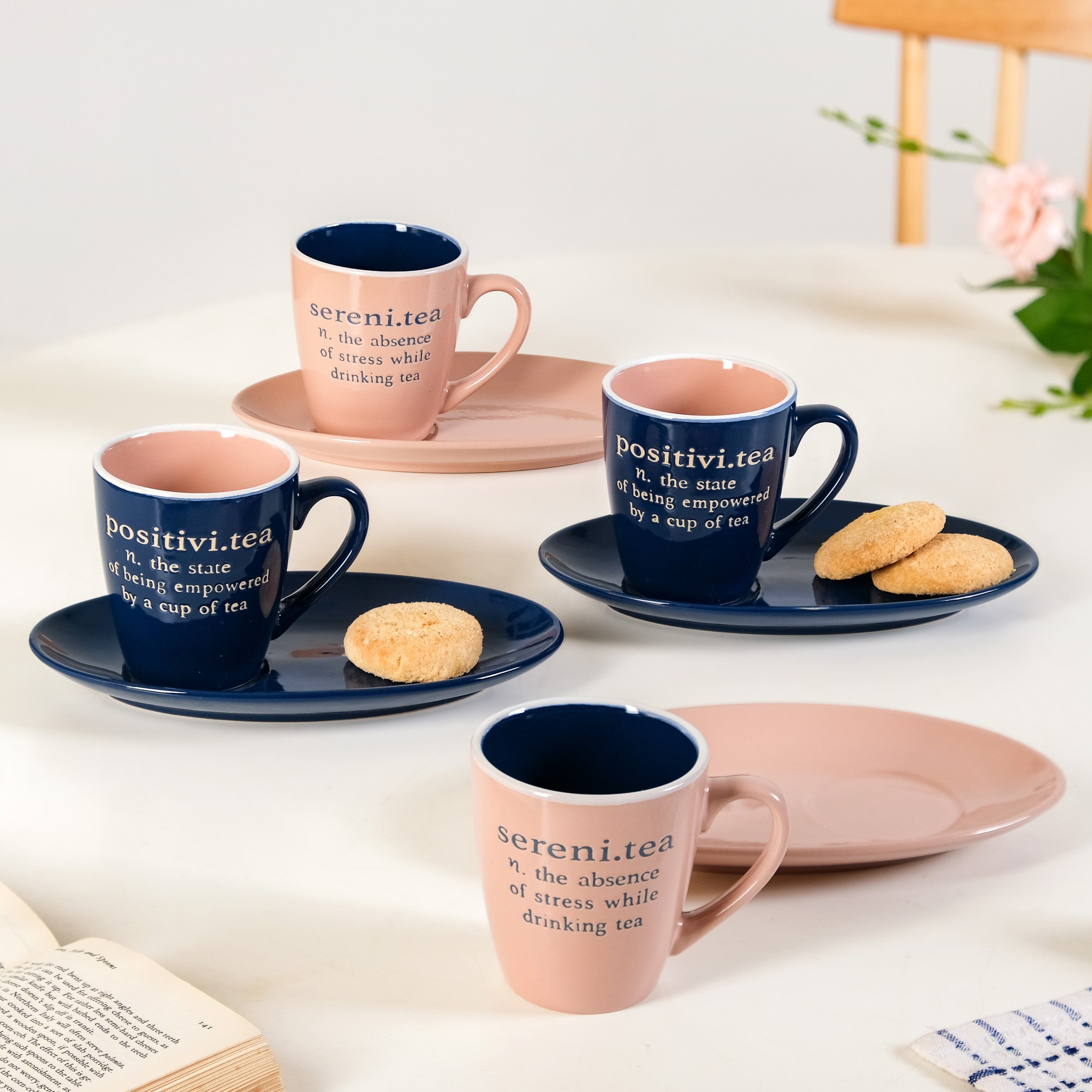 Quote Mugs Gift Set With 4 Cups 4 Saucers 250ml