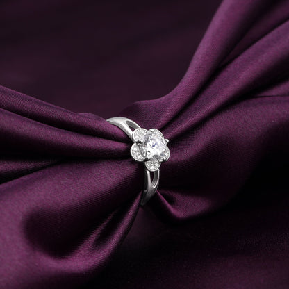 Silver Zircon Flower Ring