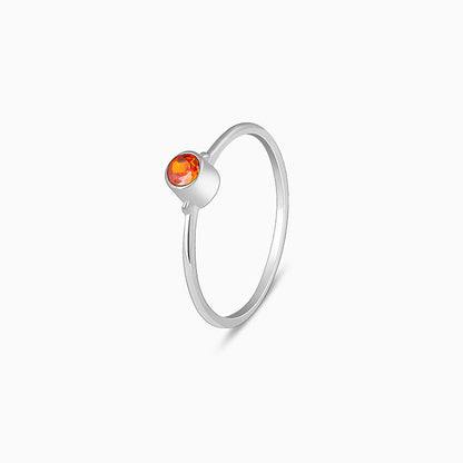 Silver Red Radiance Minimal Ring