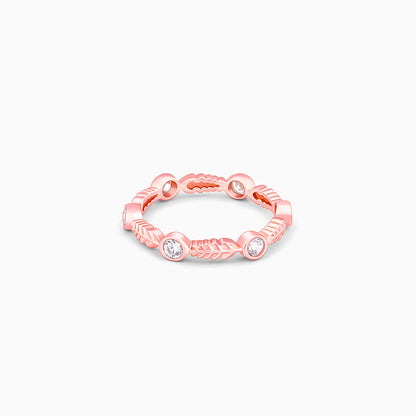 Rose Gold Leafy Zirconia Ring