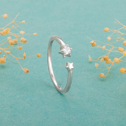 Silver Galactic Blaze Ring