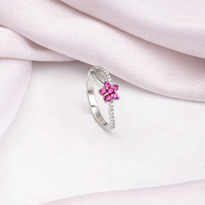 Silver Radiant Rose Ring