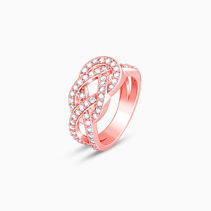 Rose Gold Zircon Studded Celtic Knot Ring