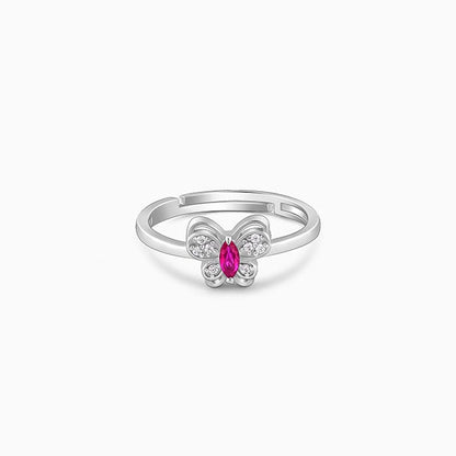 Silver Pop Pink Studded Butterfly Ring