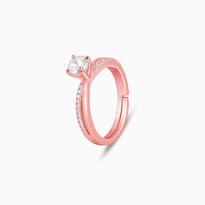 Rose Gold Zircon Layered Ring