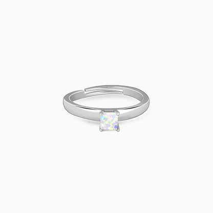 Silver Opal Square Ring