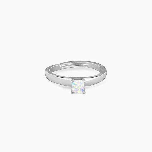 Silver Opal Square Ring